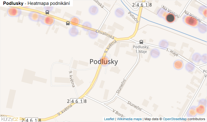 Mapa Podlusky - Firmy v části obce.