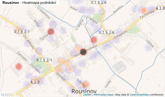 Mapa Rousínov - Firmy v obci.
