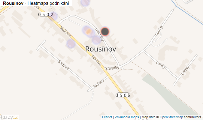 Mapa Rousínov - Firmy v části obce.