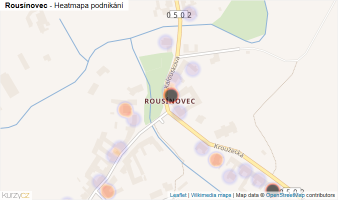 Mapa Rousínovec - Firmy v části obce.