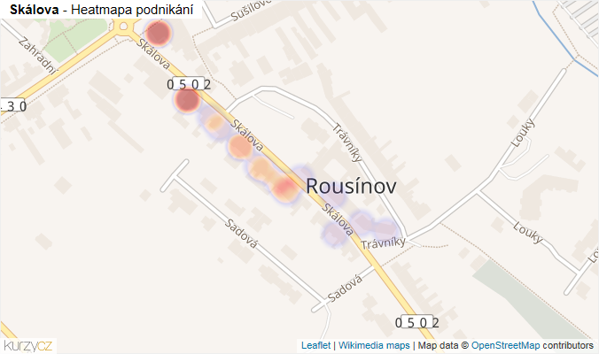 Mapa Skálova - Firmy v ulici.