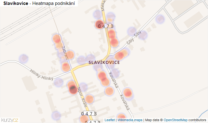 Mapa Slavíkovice - Firmy v části obce.
