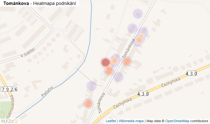 Mapa Tománkova - Firmy v ulici.