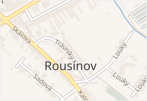 Trávníky v obci Rousínov - mapa ulice
