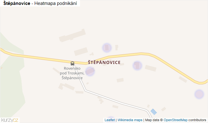 Mapa Štěpánovice - Firmy v části obce.
