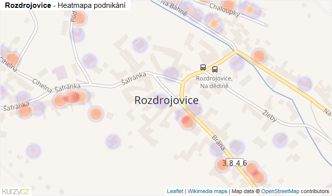 Mapa Rozdrojovice - Firmy v části obce.