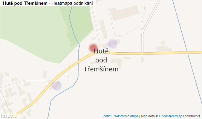 Mapa Hutě pod Třemšínem - Firmy v části obce.