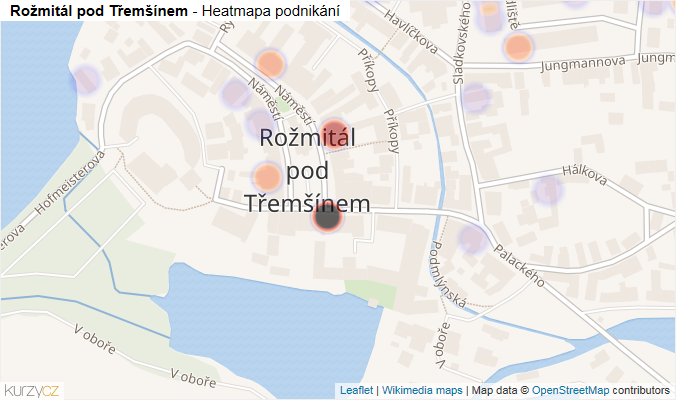Mapa Rožmitál pod Třemšínem - Firmy v části obce.