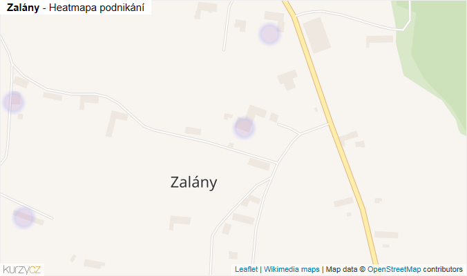 Mapa Zalány - Firmy v části obce.