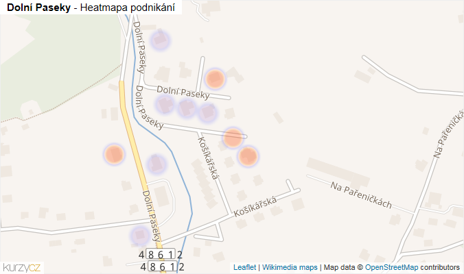 Mapa Dolní Paseky - Firmy v ulici.