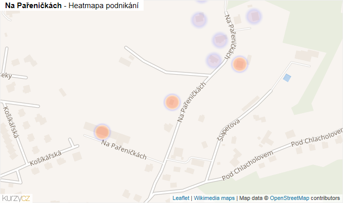 Mapa Na Pařeničkách - Firmy v ulici.