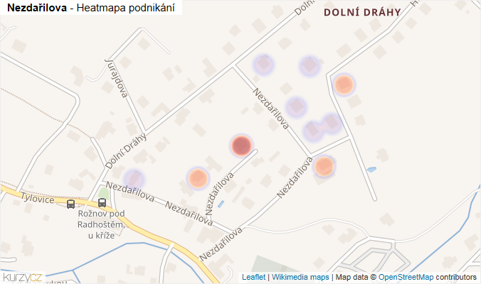 Mapa Nezdařilova - Firmy v ulici.