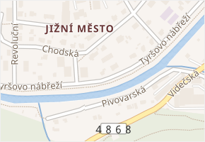 Tyršovo nábřeží v obci Rožnov pod Radhoštěm - mapa ulice