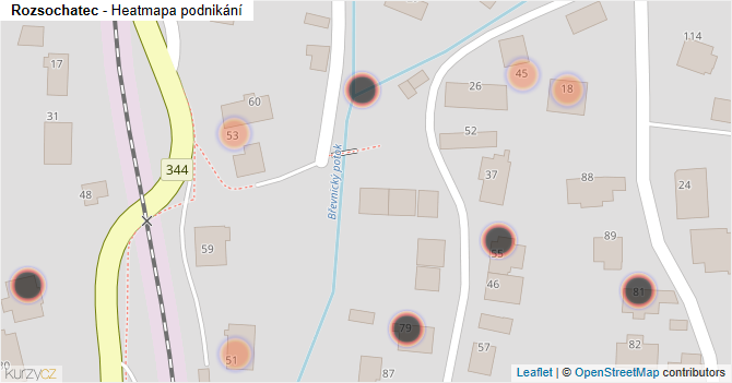 Rozsochatec - mapa podnikání