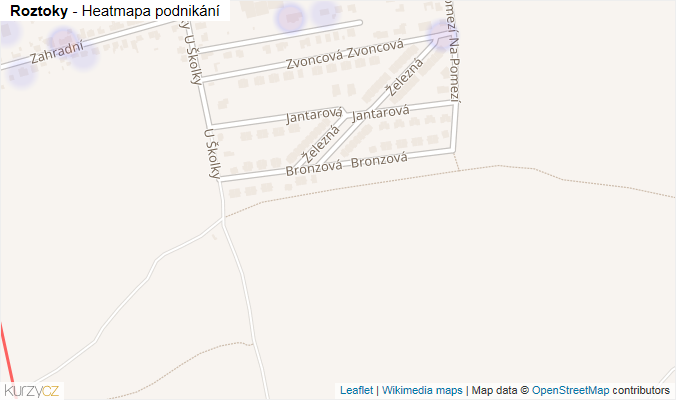 Mapa Roztoky - Firmy v obci.