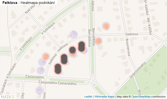 Mapa Felklova - Firmy v ulici.