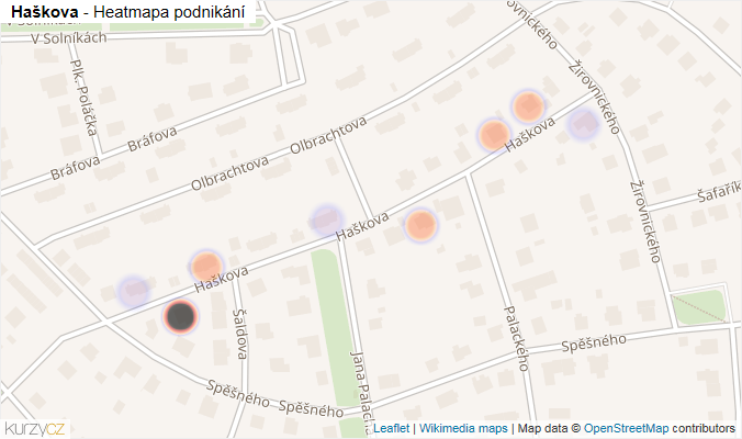 Mapa Haškova - Firmy v ulici.