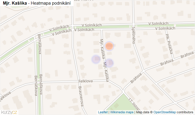 Mapa Mjr. Kašlíka - Firmy v ulici.