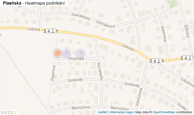 Mapa Plzeňská - Firmy v ulici.