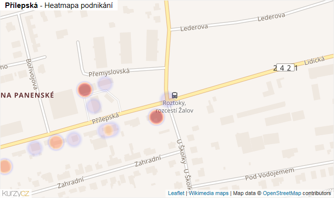 Mapa Přílepská - Firmy v ulici.