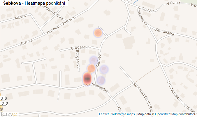 Mapa Šebkova - Firmy v ulici.