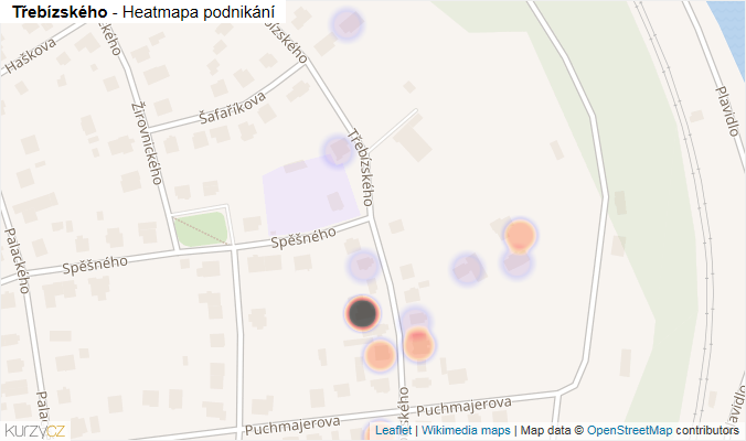 Mapa Třebízského - Firmy v ulici.