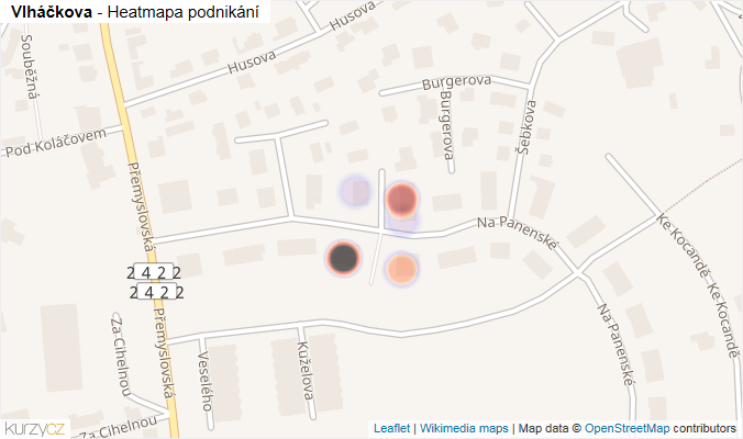 Mapa Vlháčkova - Firmy v ulici.