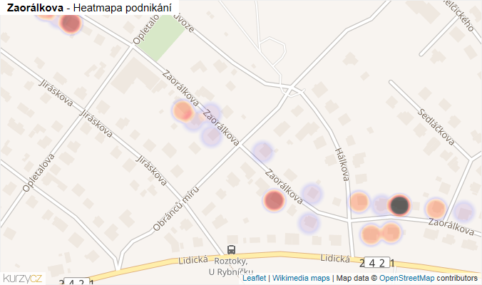 Mapa Zaorálkova - Firmy v ulici.