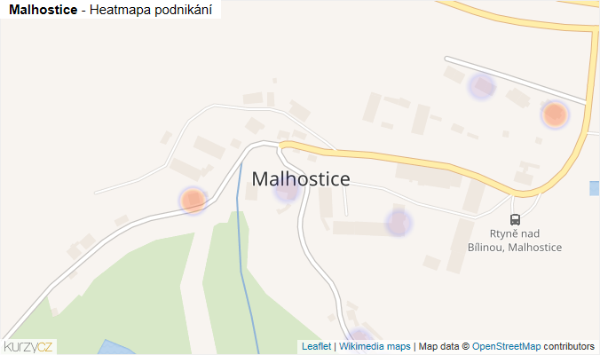 Mapa Malhostice - Firmy v části obce.