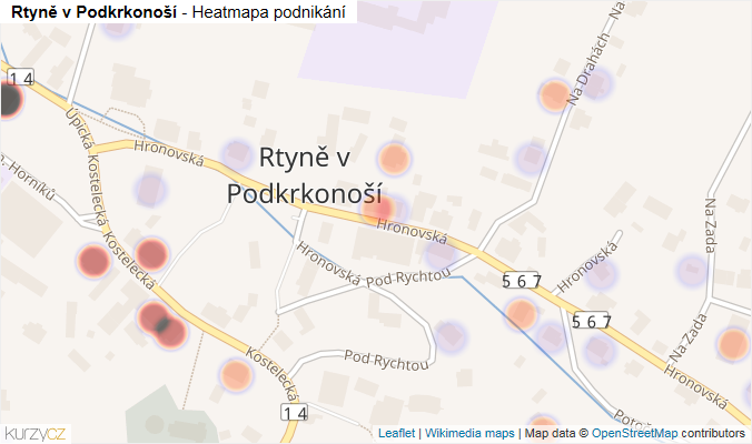 Mapa Rtyně v Podkrkonoší - Firmy v části obce.