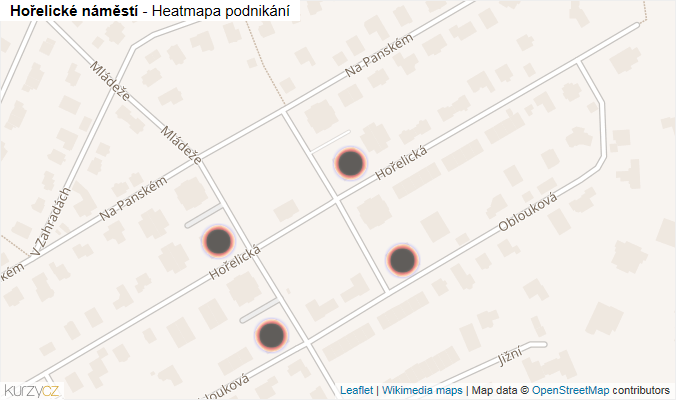 Mapa Hořelické náměstí - Firmy v ulici.