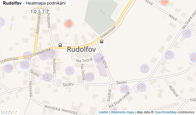 Mapa Rudolfov - Firmy v části obce.