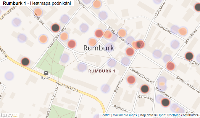 Mapa Rumburk 1 - Firmy v části obce.