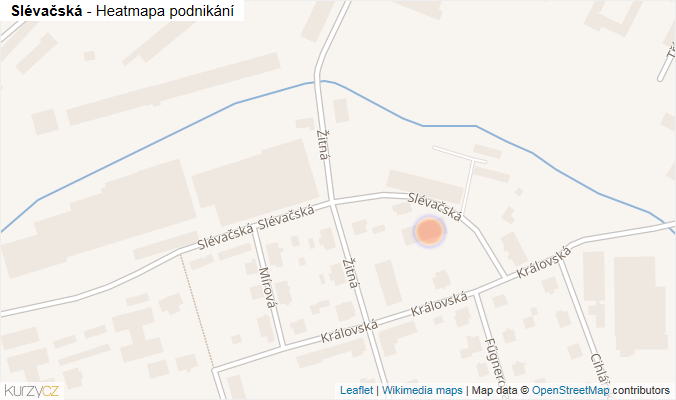Mapa Slévačská - Firmy v ulici.