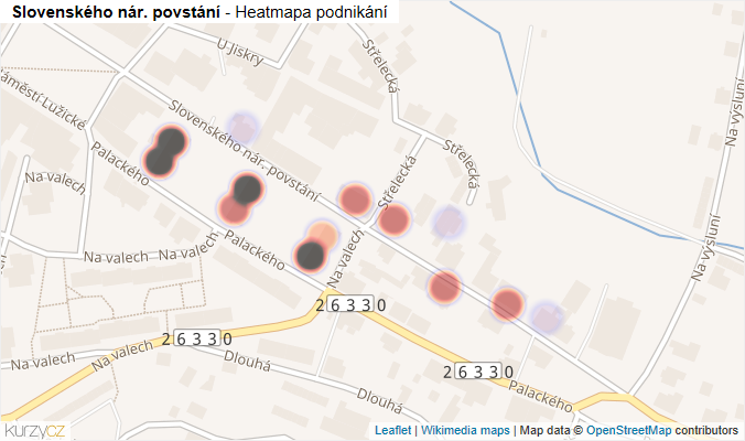 Mapa Slovenského nár. povstání - Firmy v ulici.