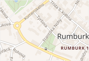 Tyršova v obci Rumburk - mapa ulice