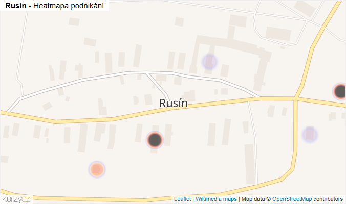 Mapa Rusín - Firmy v části obce.