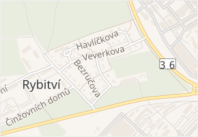 Masarykova v obci Rybitví - mapa ulice