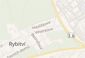 Veverkova v obci Rybitví - mapa ulice