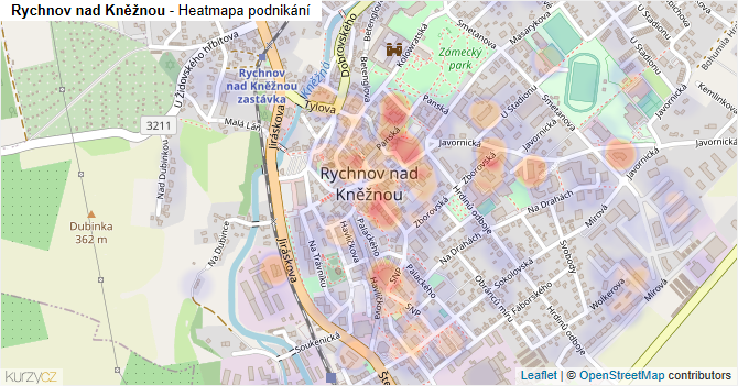 Rychnov nad Kněžnou - mapa podnikání