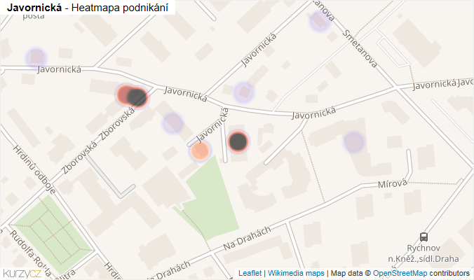 Mapa Javornická - Firmy v ulici.