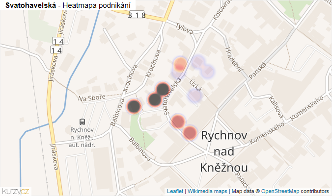 Mapa Svatohavelská - Firmy v ulici.