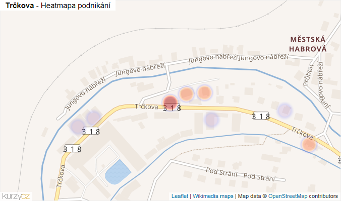 Mapa Trčkova - Firmy v ulici.