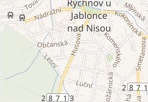 Husova v obci Rychnov u Jablonce nad Nisou - mapa ulice
