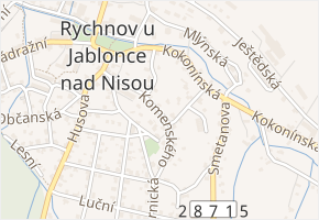 Komenského v obci Rychnov u Jablonce nad Nisou - mapa ulice