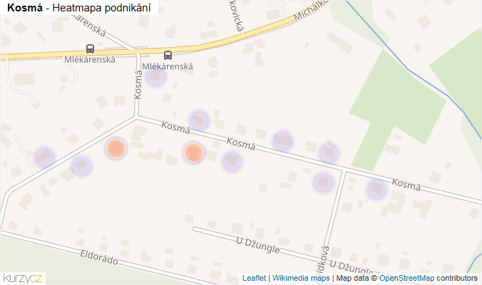 Mapa Kosmá - Firmy v ulici.