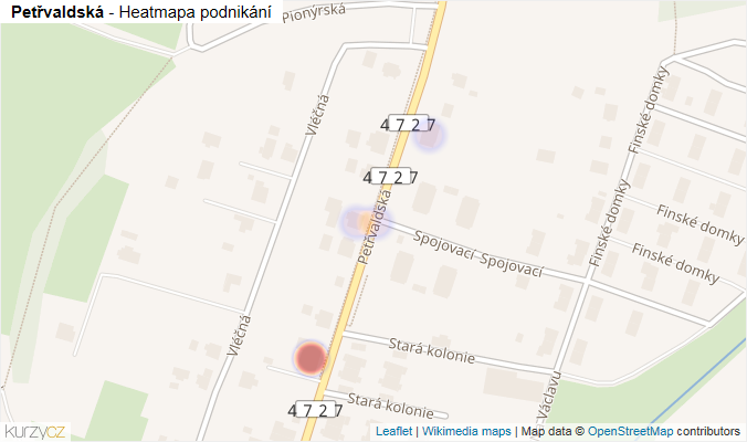 Mapa Petřvaldská - Firmy v ulici.