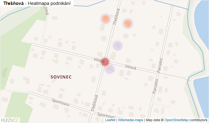 Mapa Třešňová - Firmy v ulici.