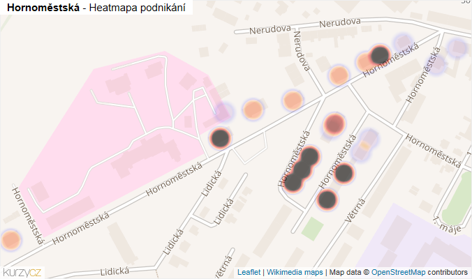Mapa Hornoměstská - Firmy v ulici.