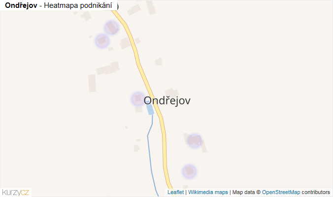 Mapa Ondřejov - Firmy v části obce.